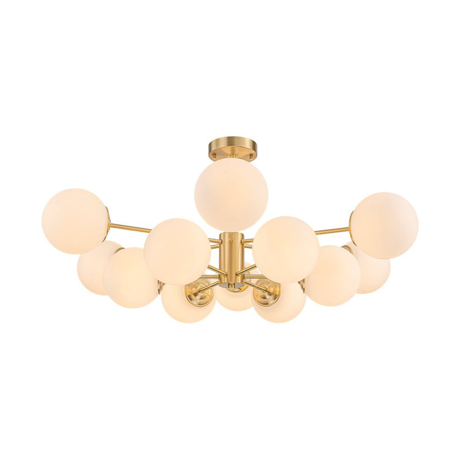 LightFixturesUSA - Frosted Glass Bubble 2 - Tier Sputnik Semi Flush Chandelier - Chandelier - Brass - 