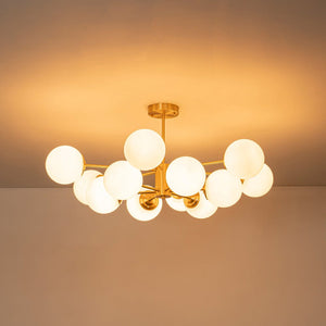 LightFixturesUSA - Frosted Glass Bubble 2 - Tier Sputnik Semi Flush Chandelier - Chandelier - Brass - 
