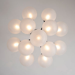 LightFixturesUSA-Frosted Ribbed Glass Bubble Chandelier-Chandelier-13-Lt/Black-