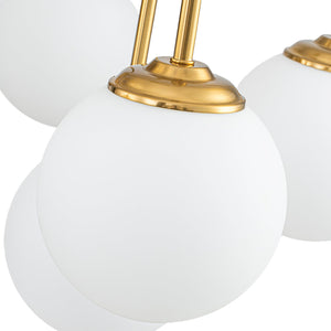 LightFixturesUSA-Funky 10-Light Tiered Round Opal Glass Globe Bubble Chandelier-Chandelier-Brass-