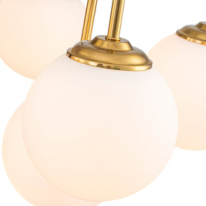 LightFixturesUSA-Funky 10-Light Tiered Round Opal Glass Globe Bubble Chandelier-Chandelier-Brass-