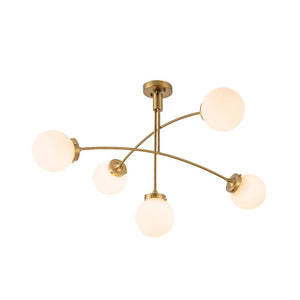 LightFixturesUSA - Funky 5 - Light Seesaw Arched Arm Glass Globe Chandelier - Chandelier - Clear Glass - 