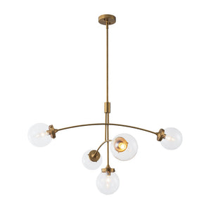LightFixturesUSA - Funky 5 - Light Seesaw Arched Arm Glass Globe Chandelier - Chandelier - Clear Glass - 