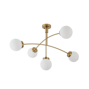 LightFixturesUSA - Funky 5 - Light Seesaw Arched Arm Glass Globe Chandelier - Chandelier - Clear Glass - 