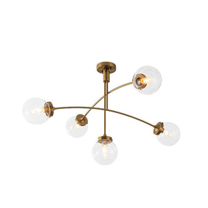 LightFixturesUSA - Funky 5 - Light Seesaw Arched Arm Glass Globe Chandelier - Chandelier - Clear Glass - 