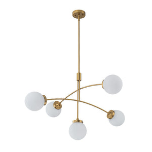 LightFixturesUSA - Funky 5 - Light Seesaw Arched Arm Glass Globe Chandelier - Chandelier - Clear Glass - 