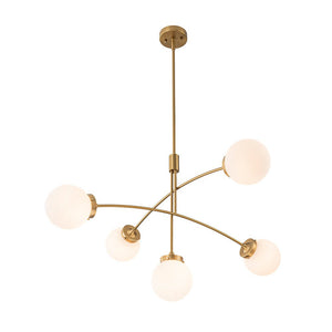 LightFixturesUSA - Funky 5 - Light Seesaw Arched Arm Glass Globe Chandelier - Chandelier - Clear Glass - 