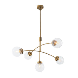 LightFixturesUSA - Funky 5 - Light Seesaw Arched Arm Glass Globe Chandelier - Chandelier - Clear Glass - 