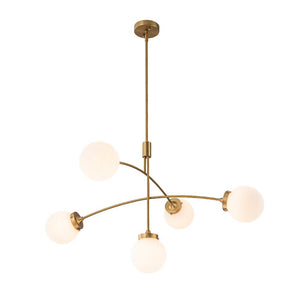 LightFixturesUSA - Funky 5 - Light Seesaw Arched Arm Glass Globe Chandelier - Chandelier - Clear Glass - 