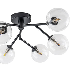 LightFixturesUSA - Funky Branch Style 6 - Light Clear Glass Bubble Semi Flush Mount - Ceiling Light - Black - 