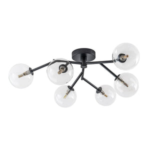 LightFixturesUSA - Funky Branch Style 6 - Light Clear Glass Bubble Semi Flush Mount - Ceiling Light - Black - 