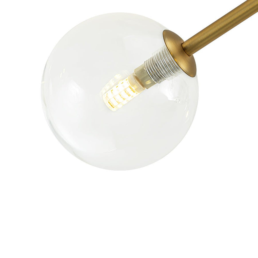 LightFixturesUSA - Funky Branch Style 6 - Light Clear Glass Bubble Semi Flush Mount - Ceiling Light - Brass - 