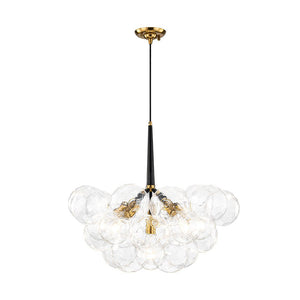 LightFixturesUSA - Funky Cluster Clear Faceted Glass Orb Bubble Chandelier - Chandelier - Black - 