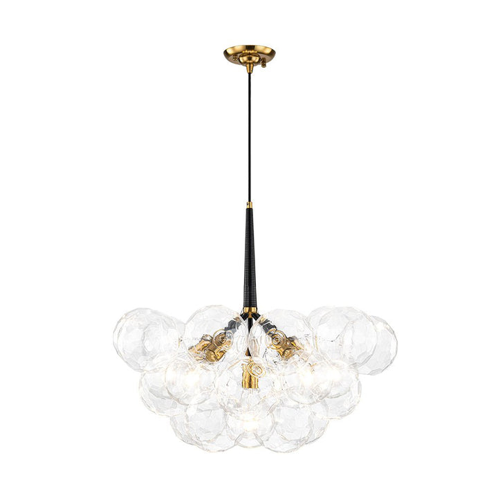 LightFixturesUSA - Funky Cluster Clear Faceted Glass Orb Bubble Chandelier - Chandelier - Black - 