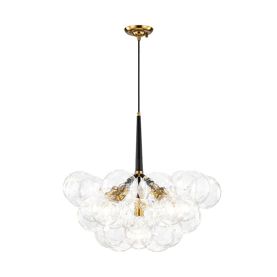 LightFixturesUSA - Funky Cluster Clear Faceted Glass Orb Bubble Chandelier - Chandelier - Black - 