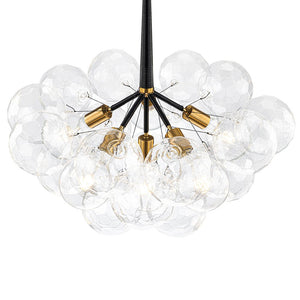 LightFixturesUSA - Funky Cluster Clear Faceted Glass Orb Bubble Chandelier - Chandelier - Black - 
