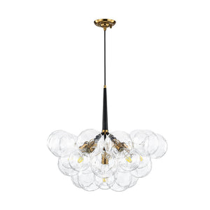 LightFixturesUSA - Funky Cluster Clear Faceted Glass Orb Bubble Chandelier - Chandelier - Black - 