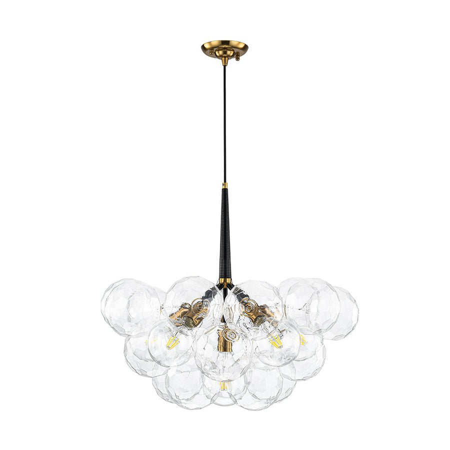 LightFixturesUSA - Funky Cluster Clear Faceted Glass Orb Bubble Chandelier - Chandelier - Black - 