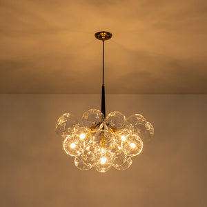 LightFixturesUSA - Funky Cluster Clear Faceted Glass Orb Bubble Chandelier - Chandelier - Black - 
