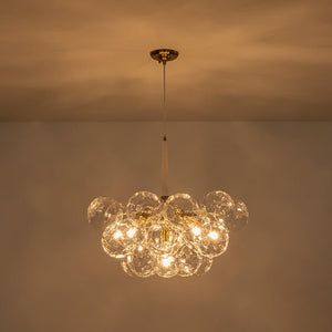 LightFixturesUSA - Funky Cluster Clear Faceted Glass Orb Bubble Chandelier - Chandelier - Black - 