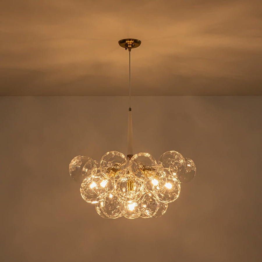 LightFixturesUSA - Funky Cluster Clear Faceted Glass Orb Bubble Chandelier - Chandelier - Black - 