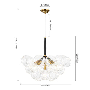 LightFixturesUSA - Funky Cluster Clear Faceted Glass Orb Bubble Chandelier - Chandelier - Black - 