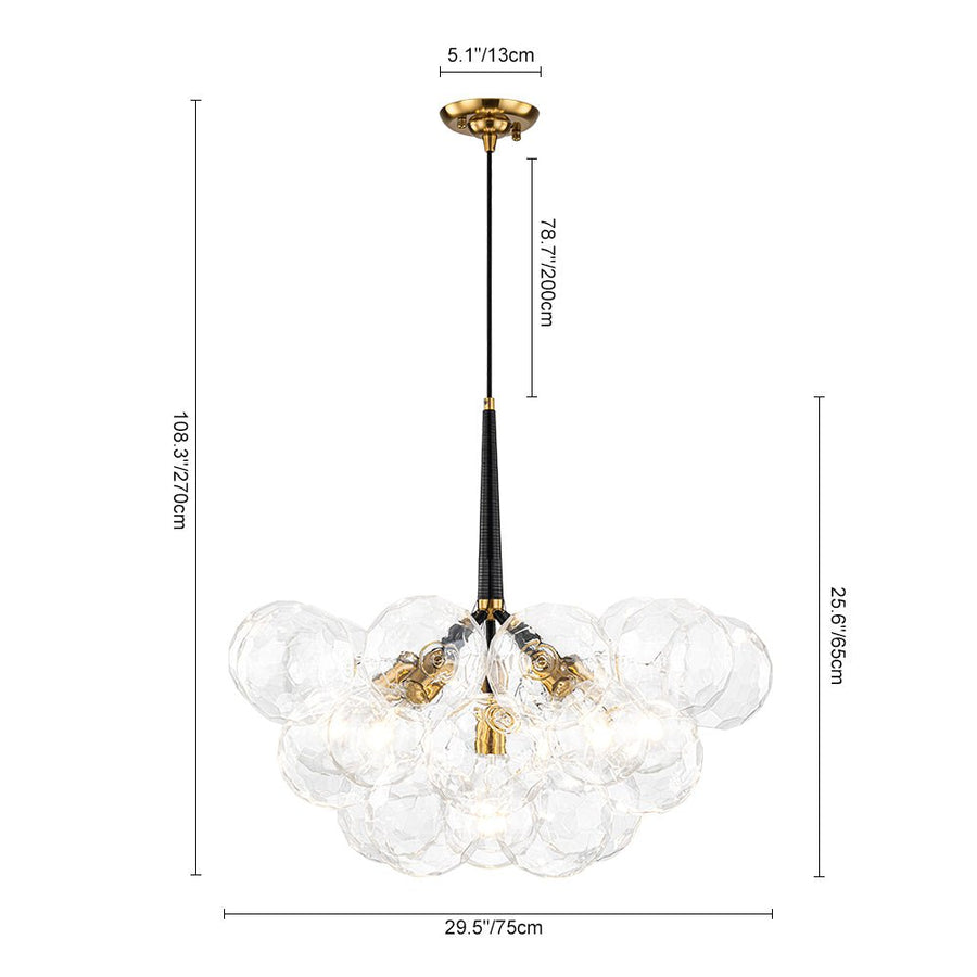 LightFixturesUSA - Funky Cluster Clear Faceted Glass Orb Bubble Chandelier - Chandelier - Black - 
