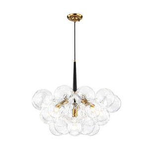 LightFixturesUSA - Funky Cluster Clear Faceted Glass Orb Bubble Chandelier - Chandelier - Black - 