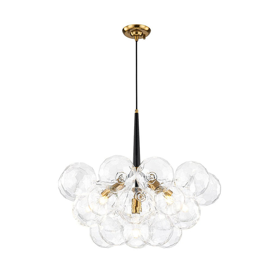 LightFixturesUSA - Funky Cluster Clear Faceted Glass Orb Bubble Chandelier - Chandelier - Black - 