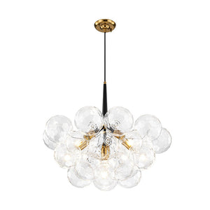 LightFixturesUSA - Funky Cluster Clear Faceted Glass Orb Bubble Chandelier - Chandelier - Black - 