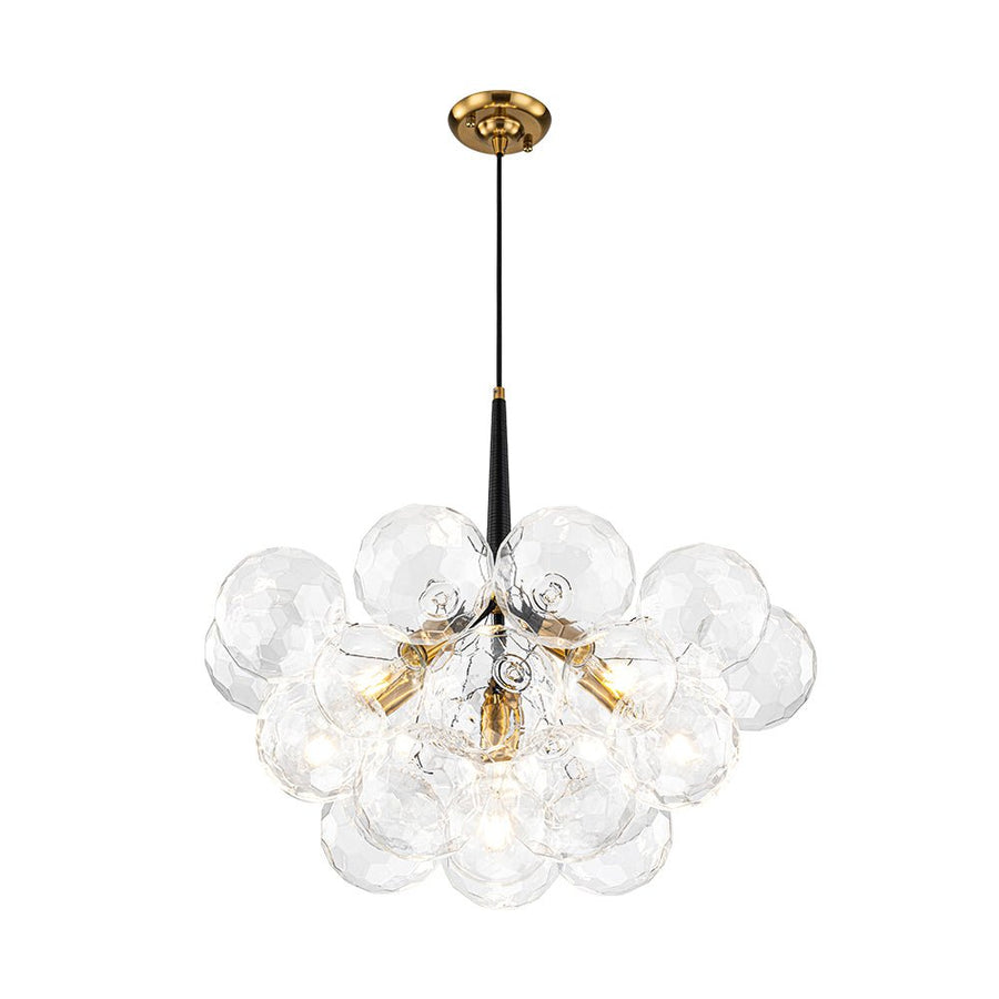 LightFixturesUSA - Funky Cluster Clear Faceted Glass Orb Bubble Chandelier - Chandelier - Black - 