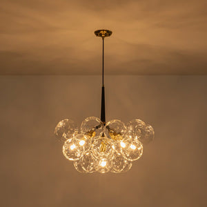 LightFixturesUSA - Funky Cluster Clear Faceted Glass Orb Bubble Chandelier - Chandelier - Black - 