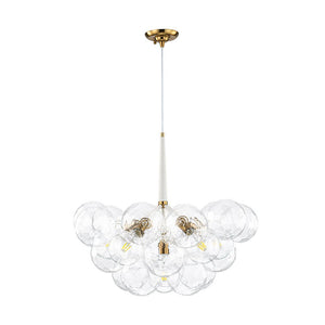 LightFixturesUSA - Funky Cluster Clear Faceted Glass Orb Bubble Chandelier - Chandelier - White - 