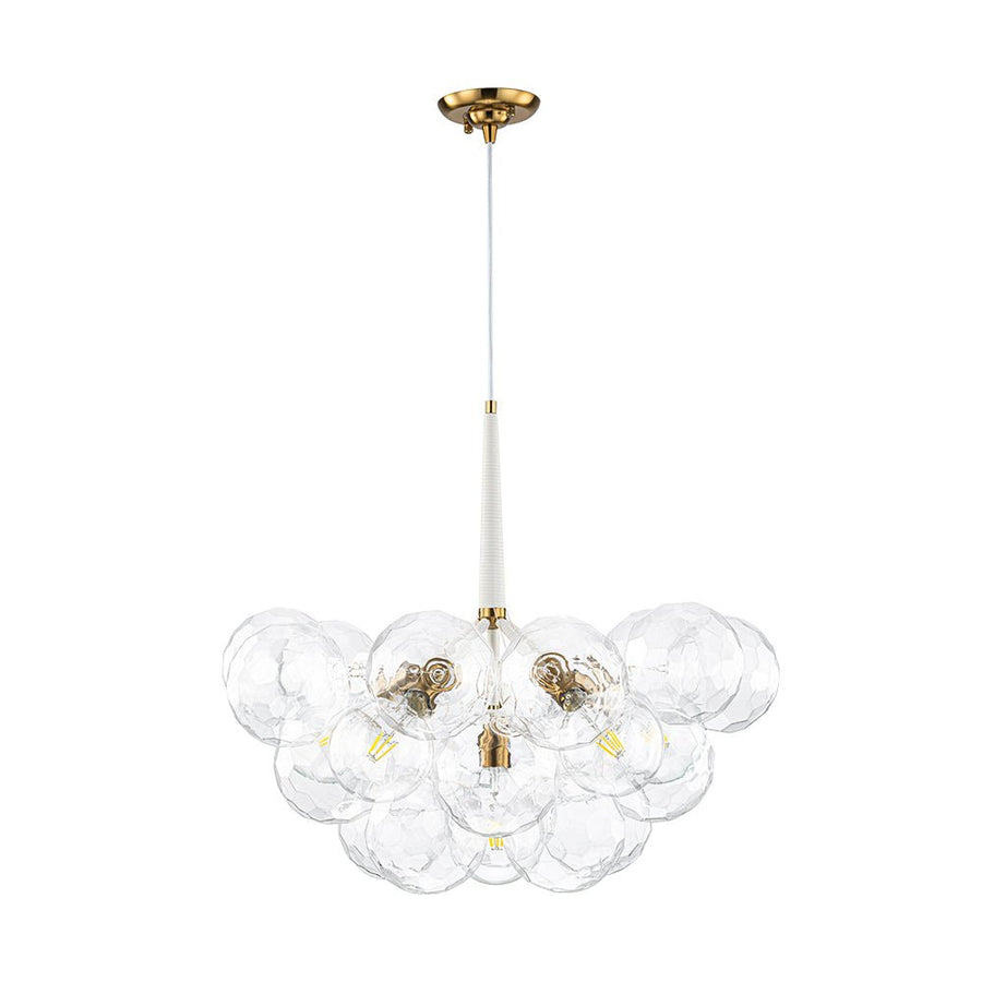 LightFixturesUSA - Funky Cluster Clear Faceted Glass Orb Bubble Chandelier - Chandelier - White - 