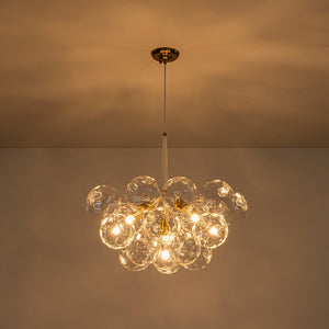 LightFixturesUSA - Funky Cluster Clear Faceted Glass Orb Bubble Chandelier - Chandelier - White - 