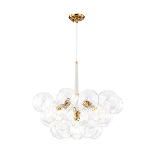 LightFixturesUSA - Funky Cluster Clear Faceted Glass Orb Bubble Chandelier - Chandelier - White - 