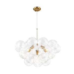 LightFixturesUSA - Funky Cluster Clear Faceted Glass Orb Bubble Chandelier - Chandelier - White - 