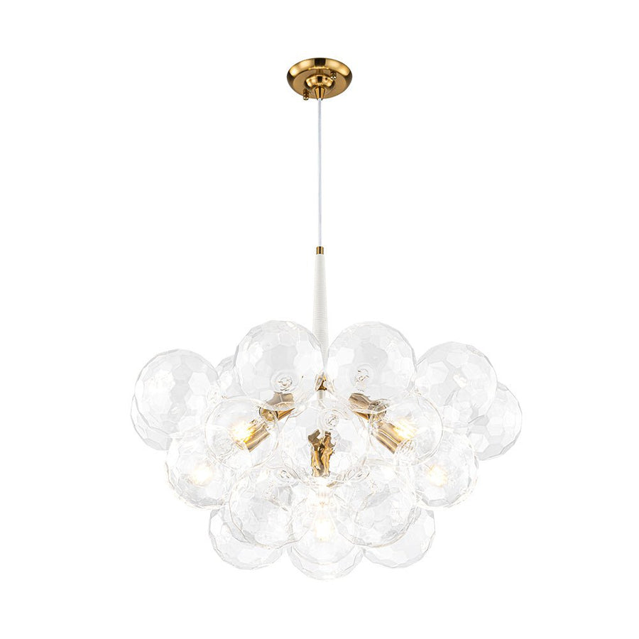 LightFixturesUSA - Funky Cluster Clear Faceted Glass Orb Bubble Chandelier - Chandelier - White - 