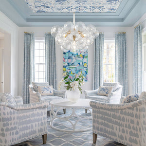 LightFixturesUSA - Funky Cluster Clear Faceted Glass Orb Bubble Chandelier - Chandelier - White - 