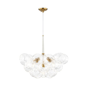 LightFixturesUSA - Funky Cluster Clear Faceted Glass Orb Bubble Chandelier - Chandelier - White - 