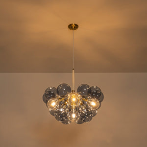 LightFixturesUSA-Funky Cluster Smoky Blue Glass Globe Bubble Chandelier-Chandelier-24.8 in-