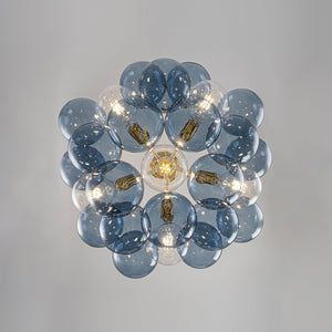 LightFixturesUSA-Funky Cluster Smoky Blue Glass Globe Bubble Chandelier-Chandelier-24.8 in-