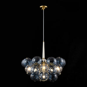 LightFixturesUSA-Funky Cluster Smoky Blue Glass Globe Bubble Chandelier-Chandelier-24.8 in-