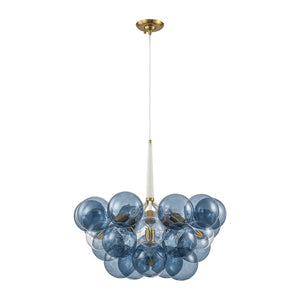 LightFixturesUSA-Funky Cluster Smoky Blue Glass Globe Bubble Chandelier-Chandelier-24.8 in-