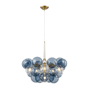 LightFixturesUSA-Funky Cluster Smoky Blue Glass Globe Bubble Chandelier-Chandelier-24.8 in-