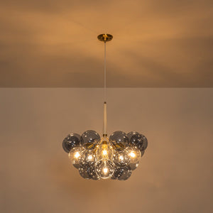 LightFixturesUSA-Funky Cluster Smoky Blue Glass Globe Bubble Chandelier-Chandelier-24.8 in-