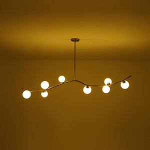 LightFixturesUSA - Funky Curved White Glass Bubble Linear Island Chandelier - Chandelier - Brass - 