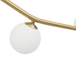 LightFixturesUSA - Funky Curved White Glass Bubble Linear Island Chandelier - Chandelier - Brass - 