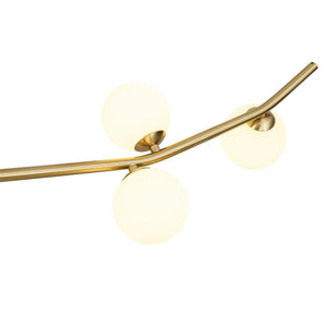 LightFixturesUSA - Funky Curved White Glass Bubble Linear Island Chandelier - Chandelier - Brass - 