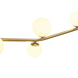 LightFixturesUSA - Funky Curved White Glass Bubble Linear Island Chandelier - Chandelier - Brass - 